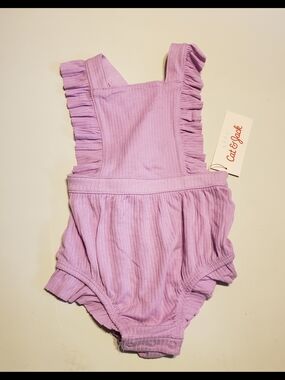 Cat & Jack Lavender Ribbed Ruffle-Strap Bodysuit